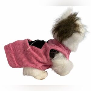 Pink Argyle Cashmere Wool Dog Sweater size XS